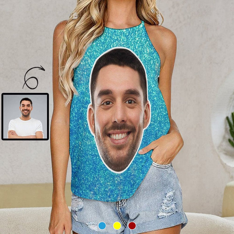 Custom Put Face on Tank Top Halterneck Strapless Vest with Photos