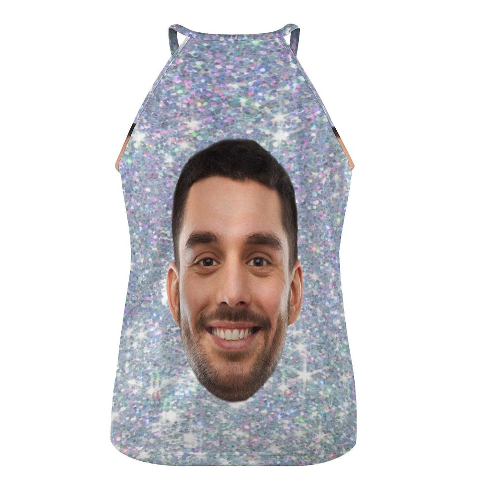 Put Face on Tank Tops Galaxy Summer Print Halterneck Strapless Vest Shirt Women&