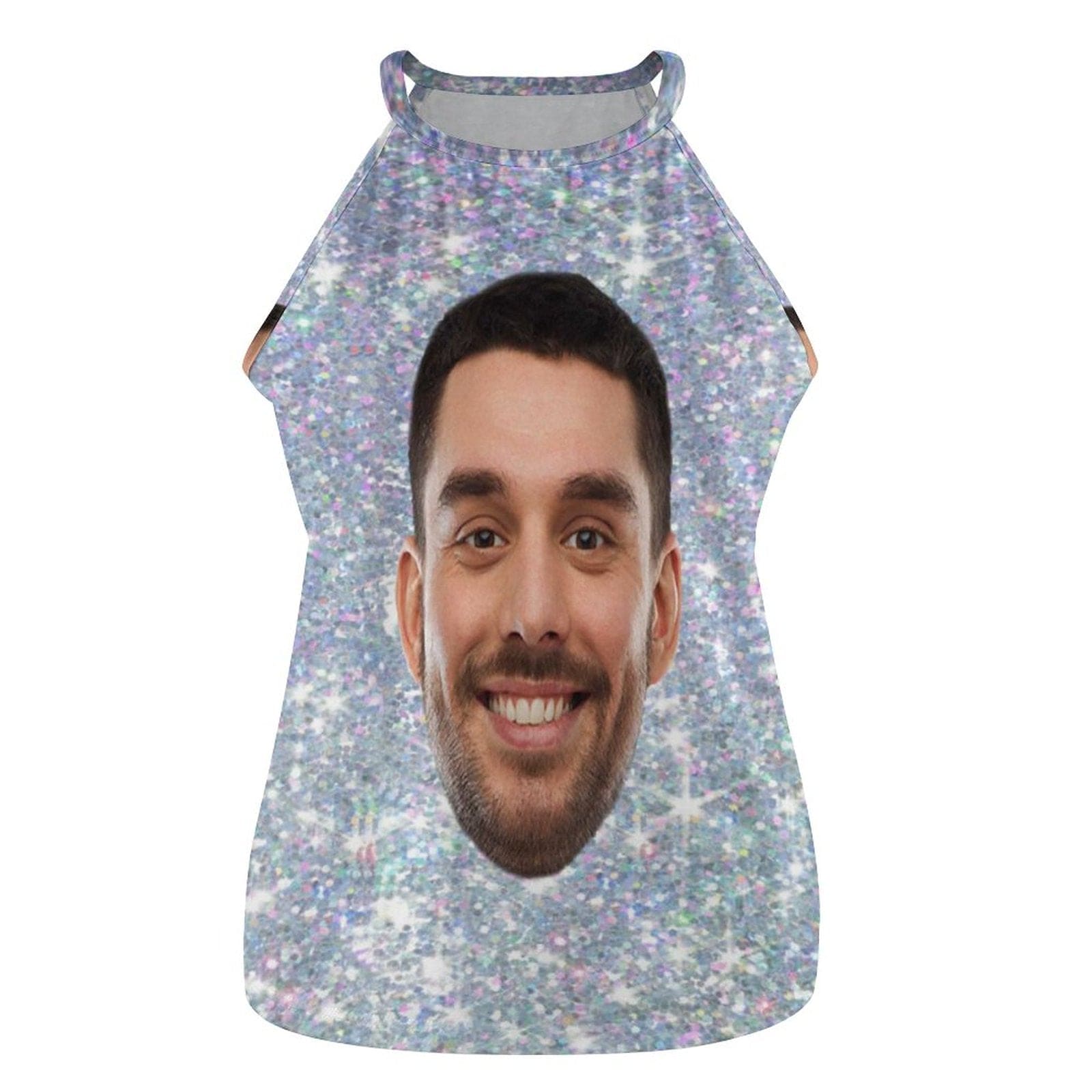 Put Face on Tank Tops Galaxy Summer Print Halterneck Strapless Vest Shirt Women&