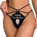 Custom Face Black Sexy Thongs T-Back Underwear for Women Personalized Women's G-String Panties