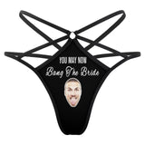 Custom Face Black Sexy Thongs T-Back Underwear for Women Personalized Women's G-String Panties