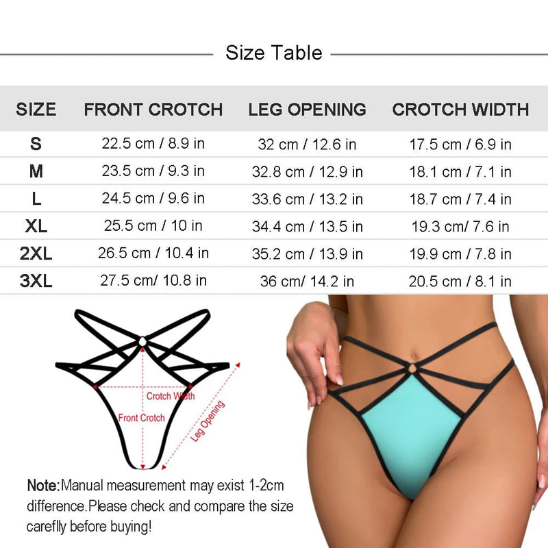 Custom Face Black Sexy Thongs T-Back Underwear for Women Personalized Women's G-String Panties