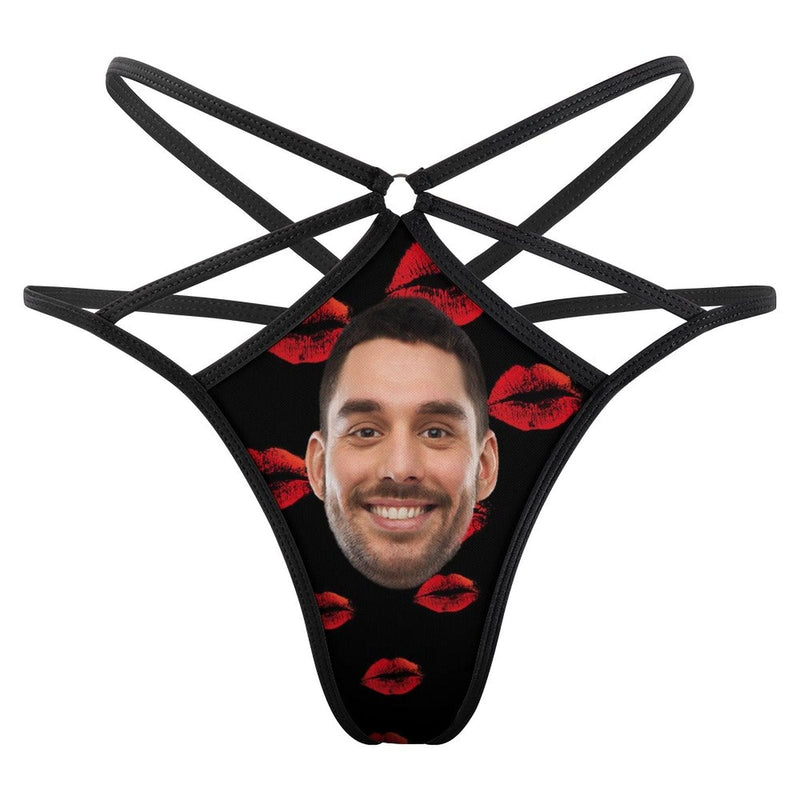 Custom Face Sexy Thongs T-Back Underwear for Women Personalized Red Lips Women's G-String Panties