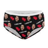 Custom Face Red Heart I Love You Women's Lace Panties Personalized Face Women Underwear Couple Valentine Gift