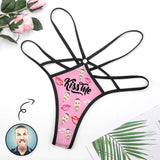 Personalized Face Pink Thongs T-Back Underwear for Women Kiss Me