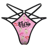 Personalized Face Pink Thongs T-Back Underwear for Women Custom Kiss Me Women's G-String Panties