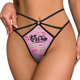 Personalized Face Pink Thongs T-Back Underwear for Women Custom Kiss Me Women's G-String Panties