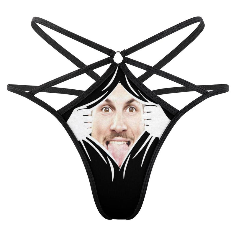 Personalized Face Thongs T-Back Underwear for Women Custom Women's G-String Panties Funny Gift