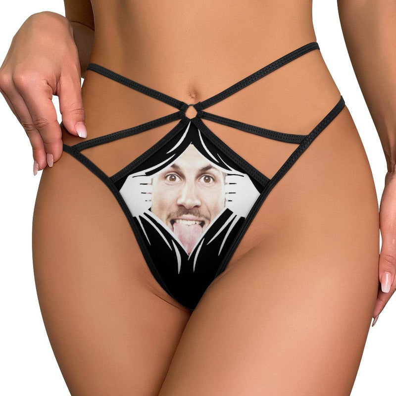 Personalized Face Thongs T-Back Underwear for Women Custom Women's G-String Panties Funny Gift