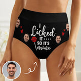 Personalized Women's High Waist Underwear Custom Face I Licked Ladies Soft Granny Knickers Panties