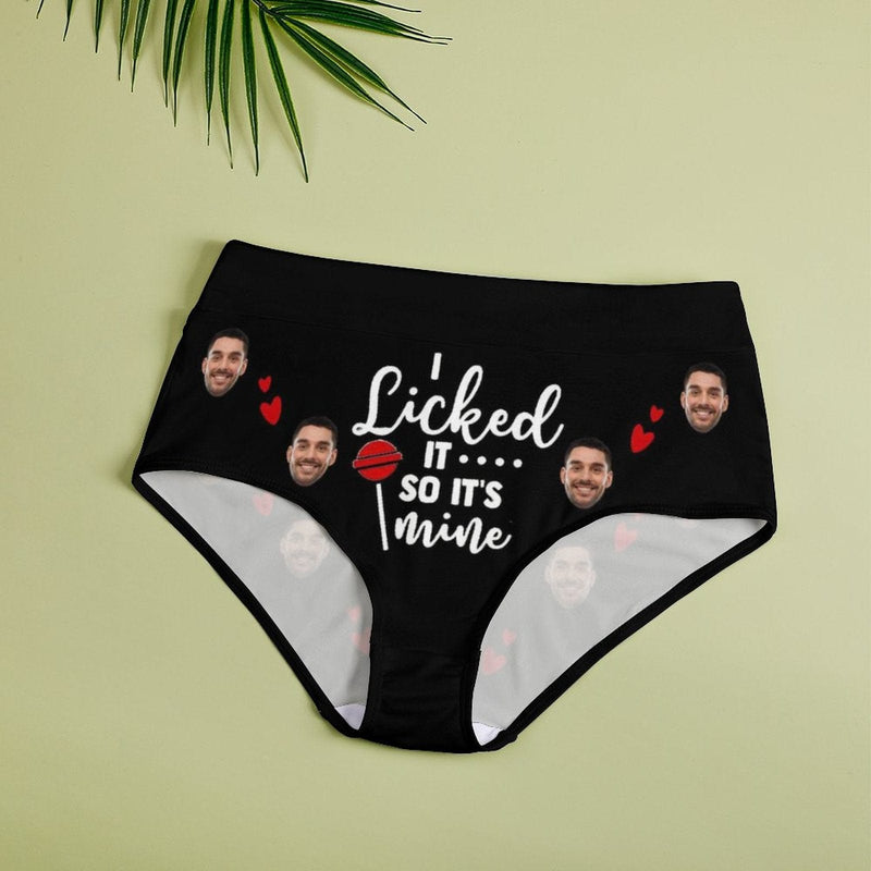 Personalized Women's High Waist Underwear Custom Face I Licked Ladies Soft Granny Knickers Panties