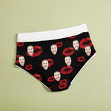 Personalized Women's High Waist Underwear Custom Face&Text Red Lips Ladies Soft Granny Knickers Panties