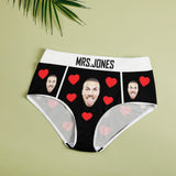 Personalized Women's Underwear Custom Face&Text Heart Women's High Waist Granny Knickers Panties