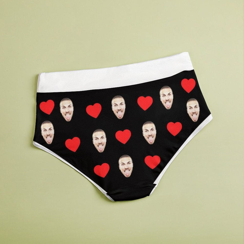 Personalized Women's Underwear Custom Face&Text Heart Women's High Waist Granny Knickers Panties