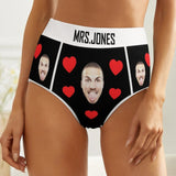 Personalized Women's Underwear Custom Face&Text Heart Women's High Waist Granny Knickers Panties