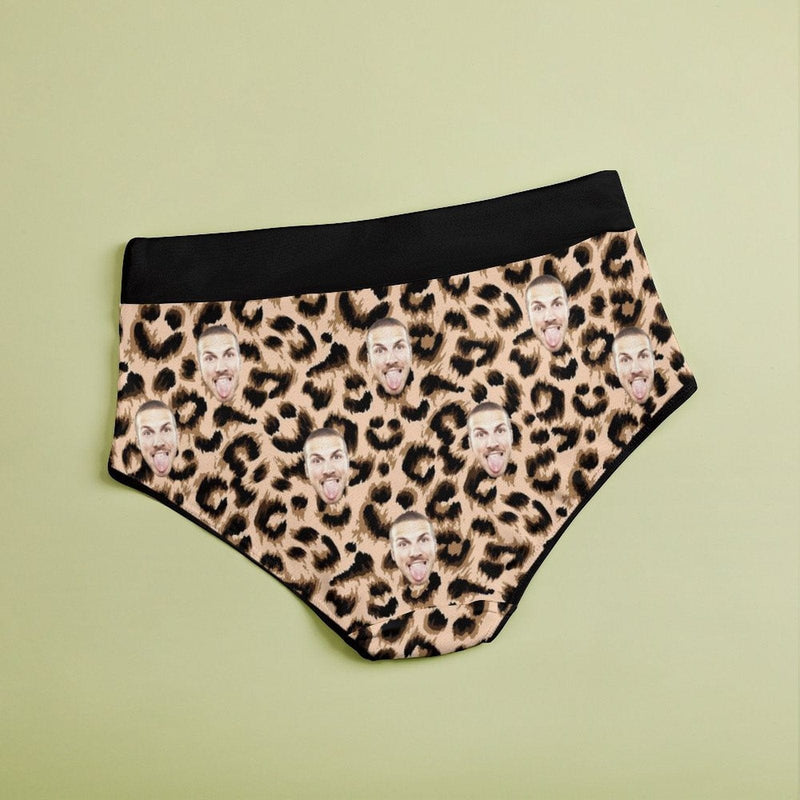 ¡¾Special Summer Sale¡¿Custom Face&Text Leopard Print Personalized Women's High Waisted Underwear Ladies Soft Granny Knickers Panties