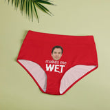 Personalized Women's High Waisted Underwear Makes Me Wet Custom Face Ladies Soft Granny Knickers Panties