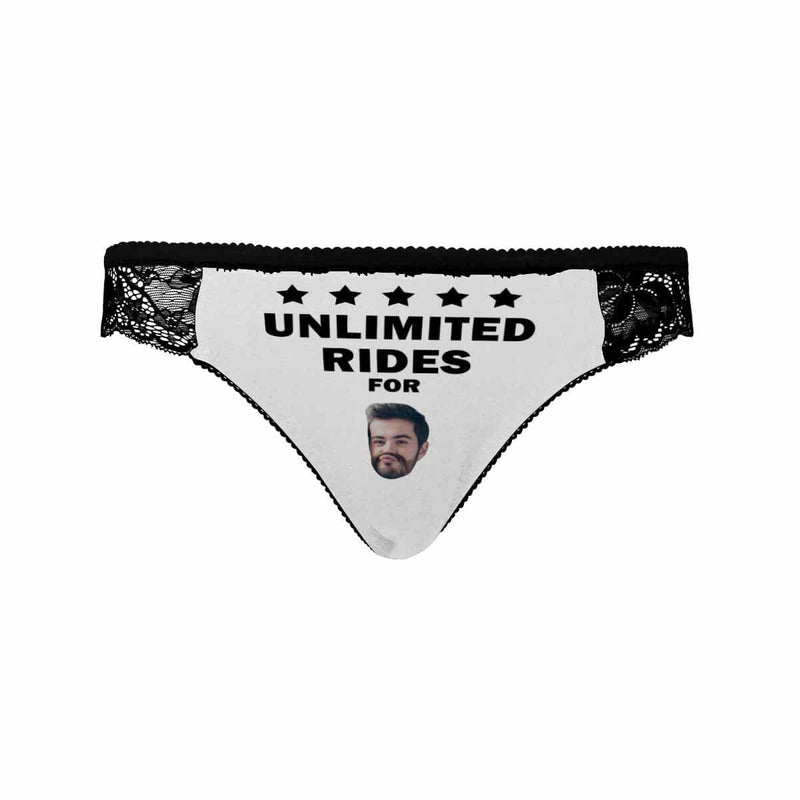 Bachelorette Party Custom Lace Sexy Underwear Personalized Face Unlimited Rides Women's Lace Panty