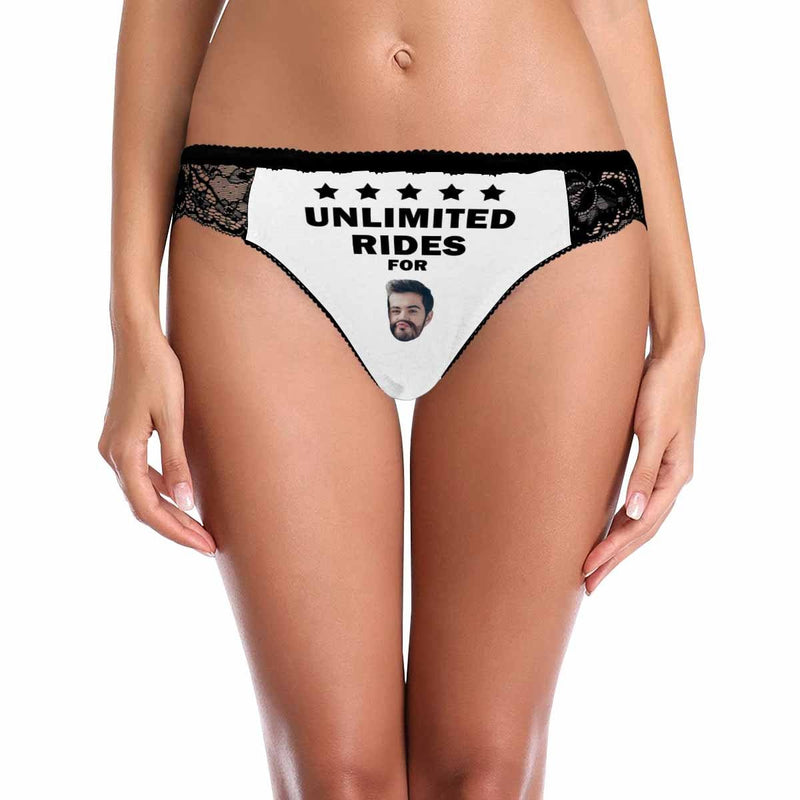 Bachelorette Party Custom Lace Sexy Underwear Personalized Face Unlimited Rides Women's Lace Panty