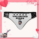 Bachelorette Party Custom Lace Sexy Underwear Personalized Face Unlimited Rides Women's Lace Panty