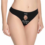 Custom Boyfriend Face Underwear for Her Personalized Intimate Apparel Belongs To Me Women's Lingerie Classic Thongs