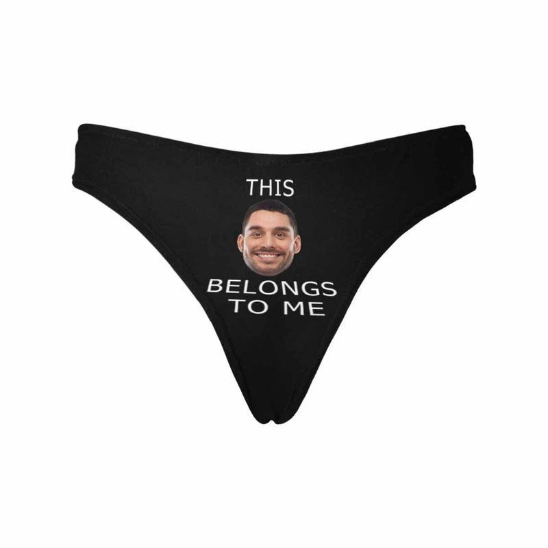 Custom Boyfriend Face Underwear for Her Personalized Intimate Apparel Belongs To Me Women's Lingerie Classic Thongs