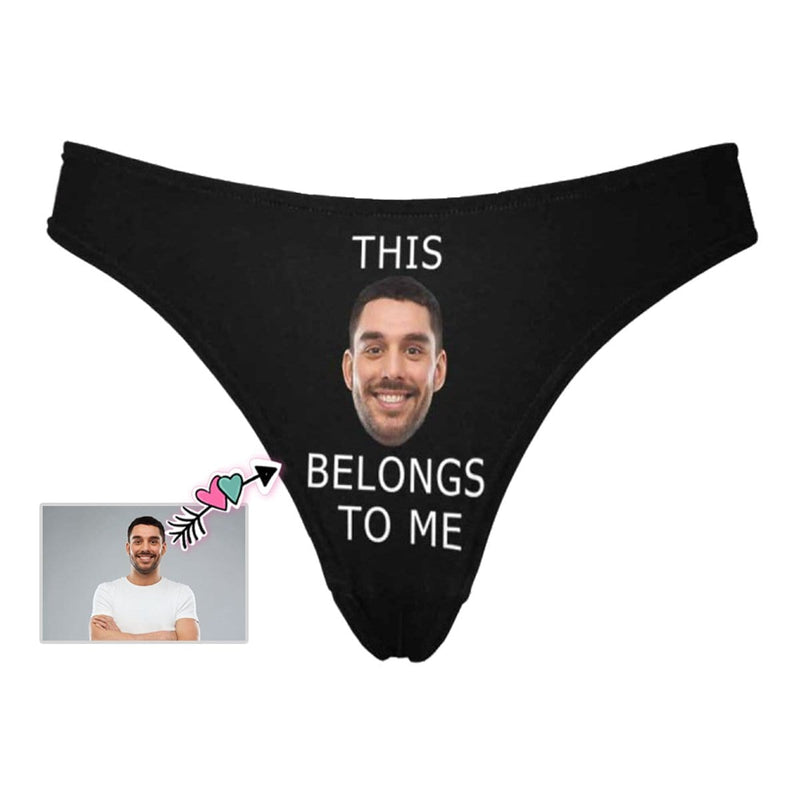 Custom Boyfriend Face Underwear for Her Personalized Intimate Apparel Belongs To Me Women's Lingerie Classic Thongs