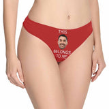 Custom Boyfriend Face Underwear for Her Personalized Intimate Apparel Belongs To Me Women's Lingerie Classic Thongs