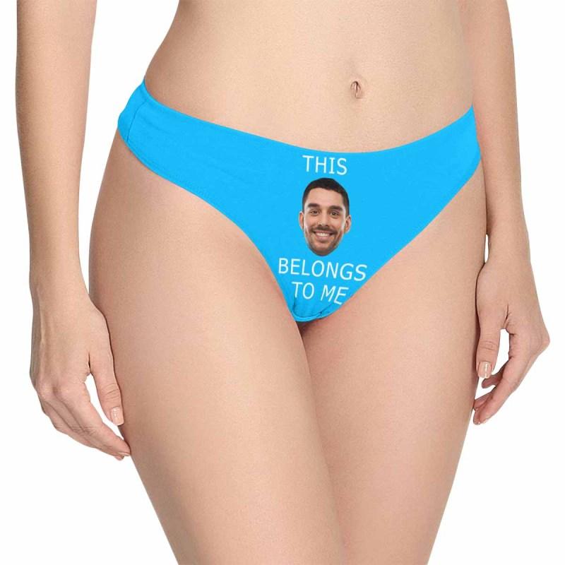 Custom Boyfriend Face Underwear for Her Personalized Intimate Apparel Belongs To Me Women's Lingerie Classic Thongs