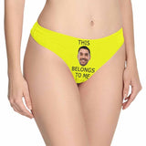 Custom Boyfriend Face Underwear for Her Personalized Intimate Apparel Belongs To Me Women's Lingerie Classic Thongs