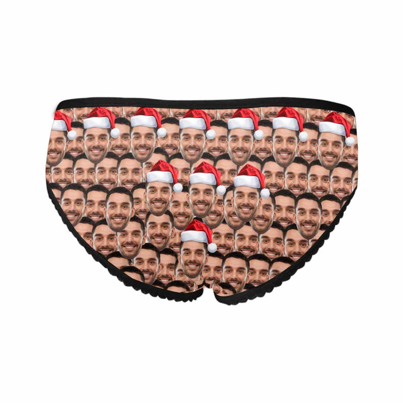 Custom Christmas Hat Women's High-cut Briefs Personalized Face Underwear for Her