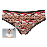 Custom Christmas Hat Women's High-cut Briefs Personalized Face Underwear for Her