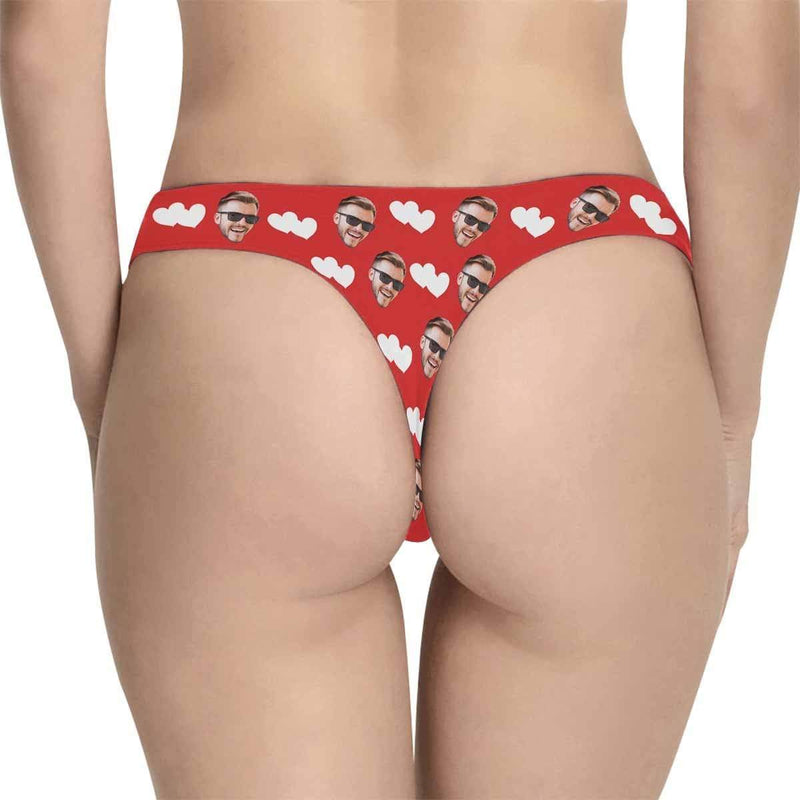 Custom Couple Matching Lingerie Briefs with Face Heart Personalized Photo Underwear For Couple Valentine's Day Gift