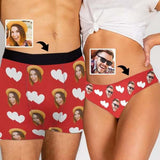 Custom Face Couple Matching Briefs Heart Underwear