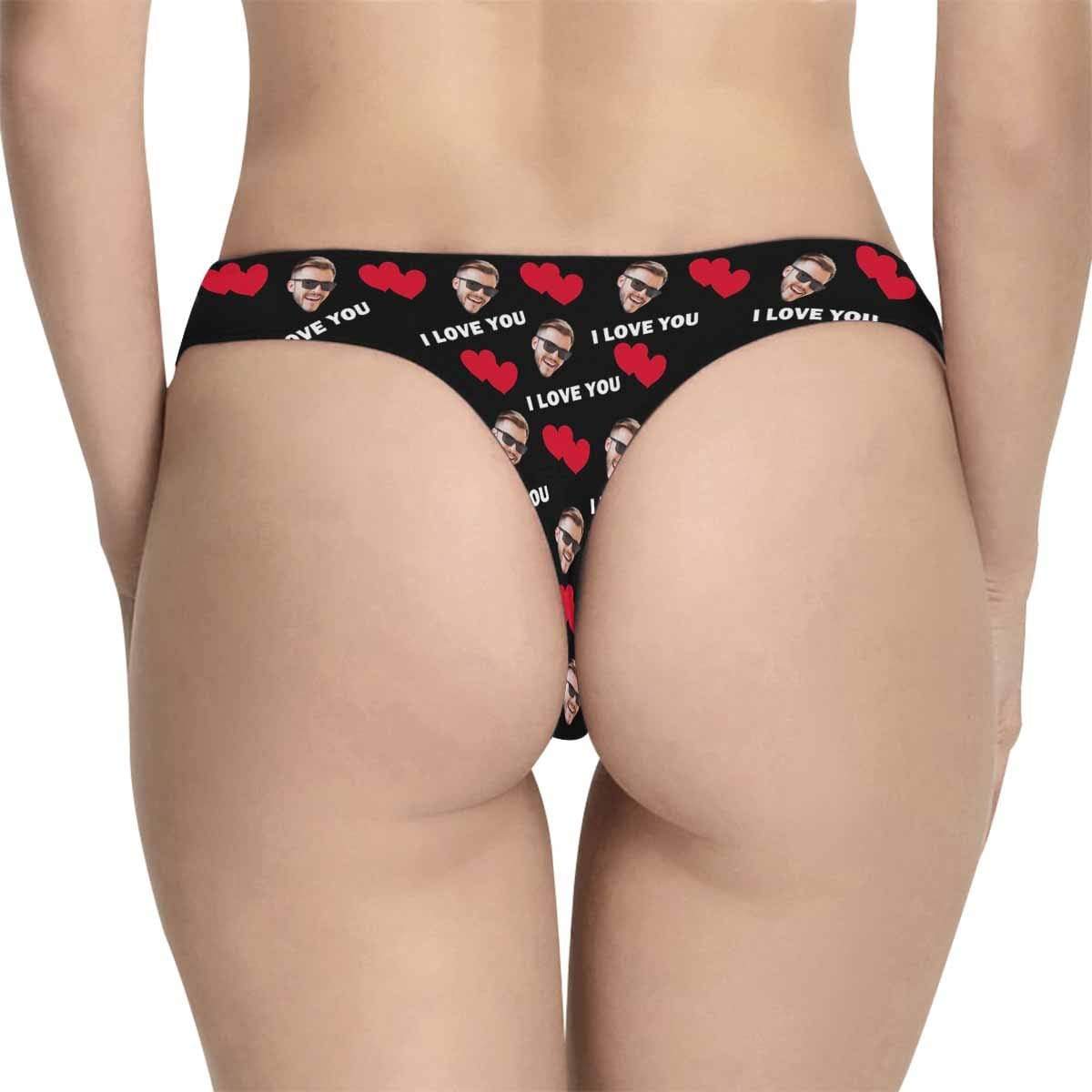 Custom couple matching underwear love heart with face personalized mens boxer briefs womens classic thongs, Valentine&