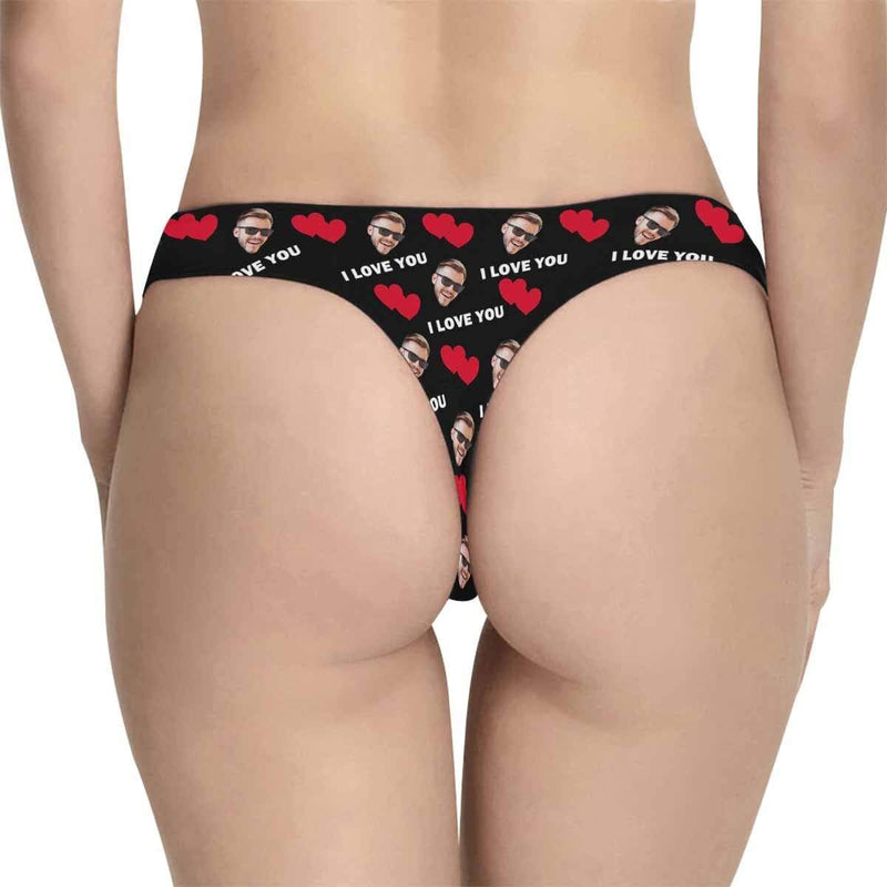 Custom couple matching underwear love heart with face personalized mens boxer briefs womens classic thongs, Valentine's Day Gift