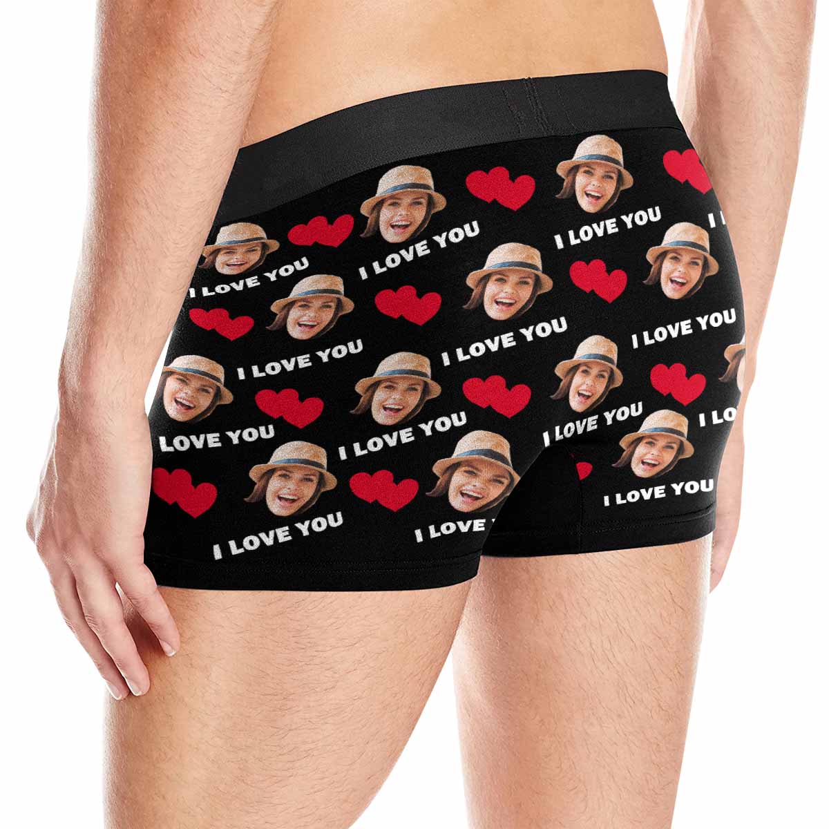 Custom couple matching underwear love heart with face personalized mens boxer briefs womens classic thongs, Valentine&