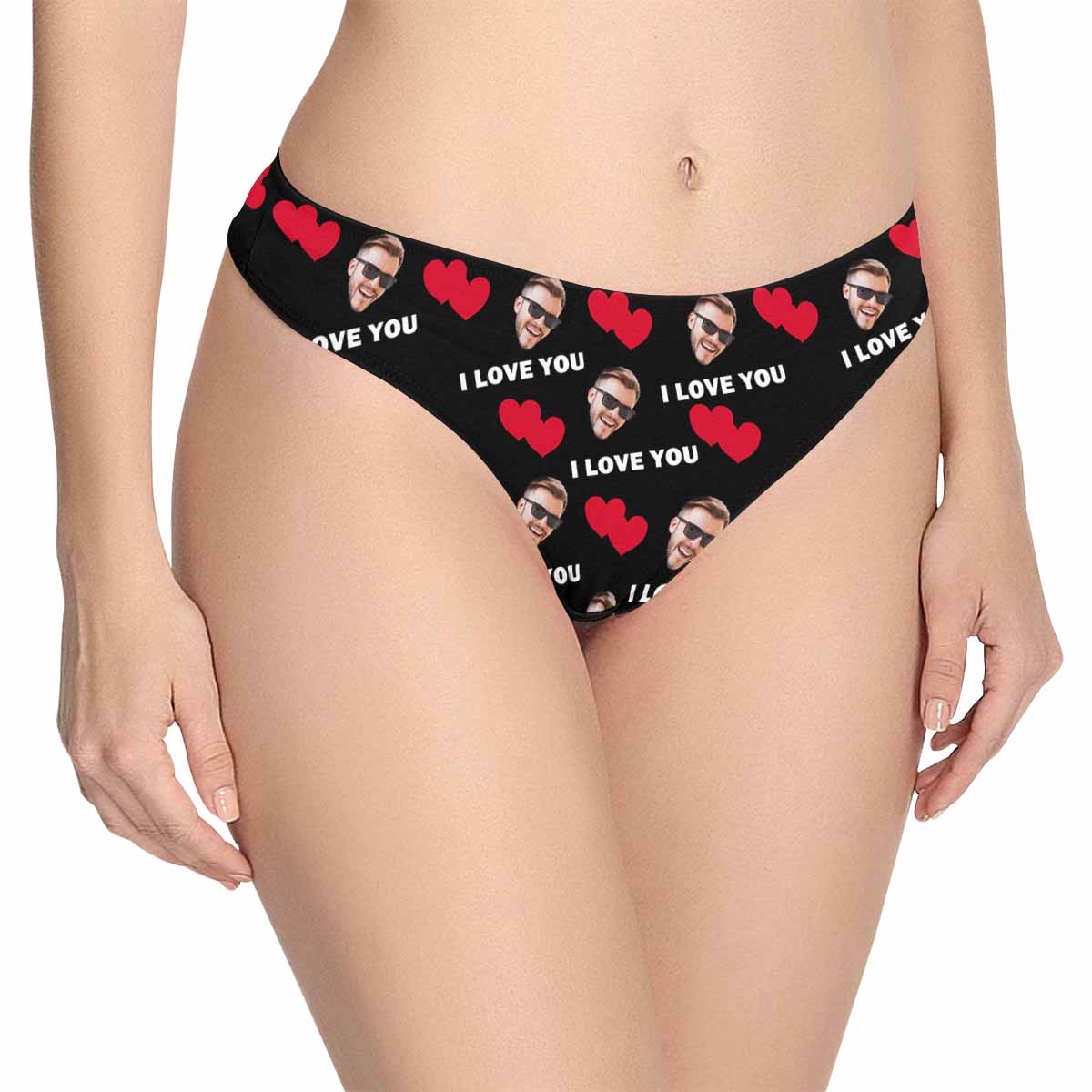 Custom couple matching underwear love heart with face personalized mens boxer briefs womens classic thongs, Valentine&