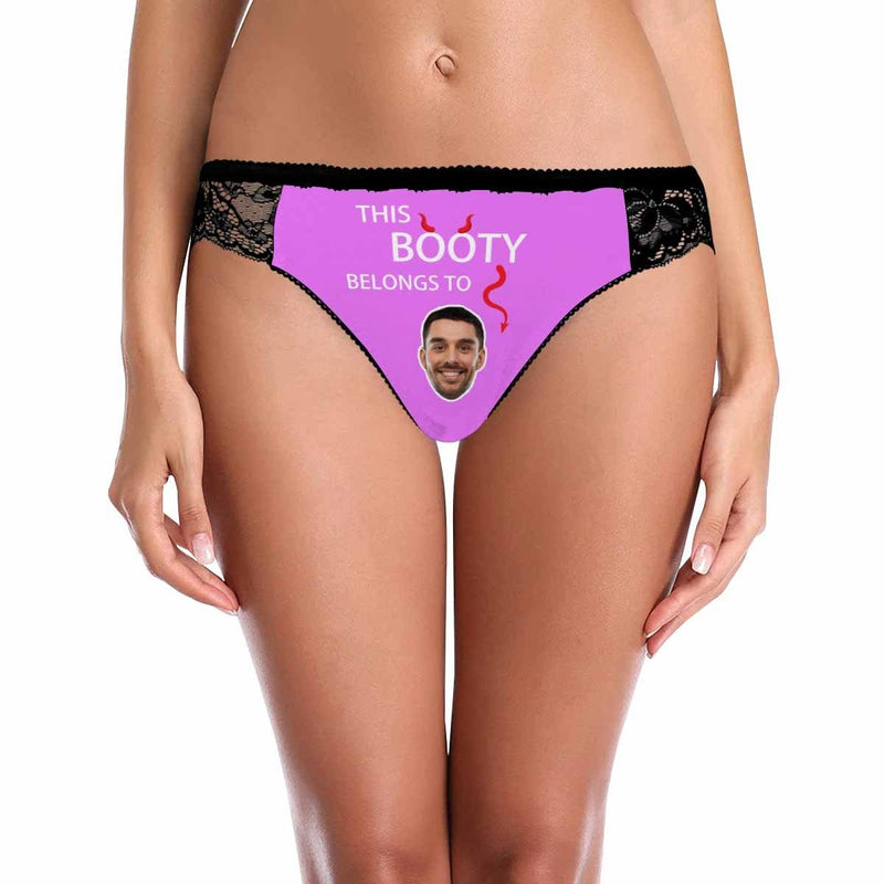 Custom Face Booty Underwear Personalized Photo Sexy Women's Lace Panty Honeymoon Gift Valentine's Day Gift