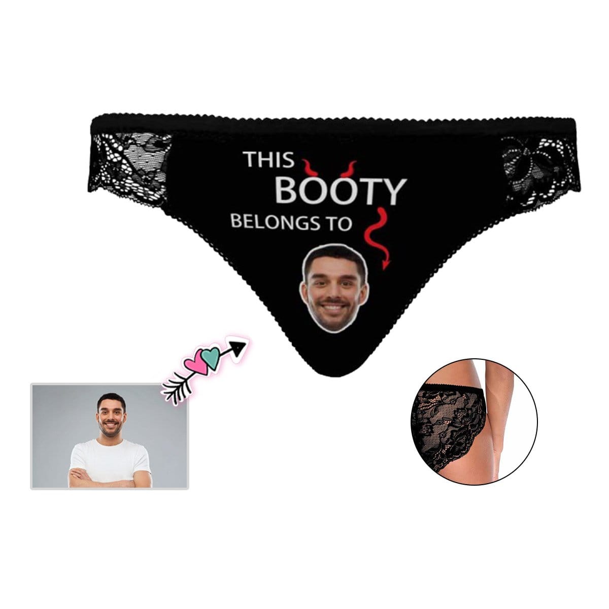 Custom Face Booty Underwear Personalized Photo Sexy Women&