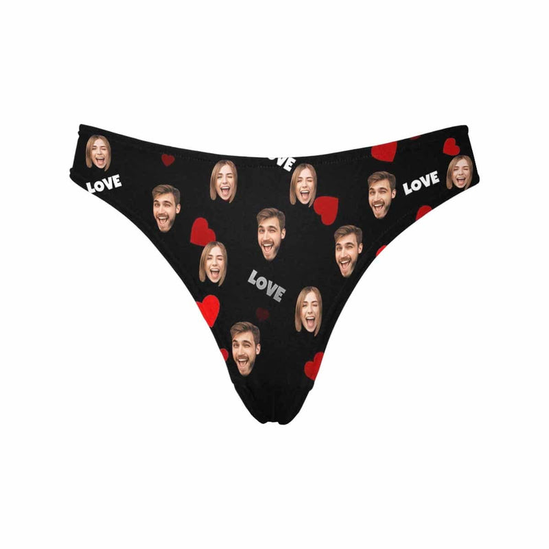 Custom Face Heart Women's Classic Thong&Men's Boxer Briefs Personalized Underwear For Couple Valentine's Day Gift