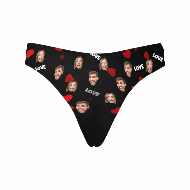 Custom Face Heart Women's Classic Thong&Men's Boxer Briefs Personalized Underwear For Couple Valentine's Day Gift