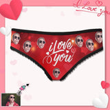 Custom Face Love You Underwear Personalized Red Womens High-cut Briefs