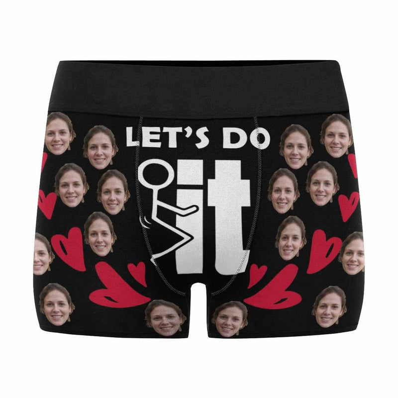 Custom Face Let's Do It Women's Classic Thong&Men's Boxer Briefs Personalized Underwear For Couple Valentine's Day Gift