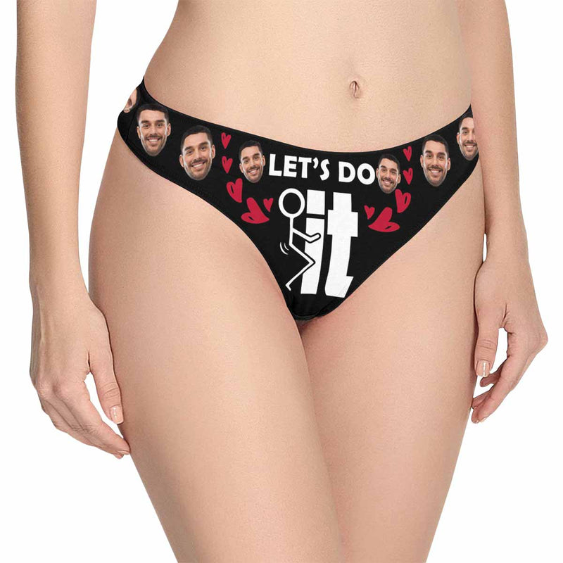 Custom Face Let's Do It Women's Classic Thong&Men's Boxer Briefs Personalized Underwear For Couple Valentine's Day Gift