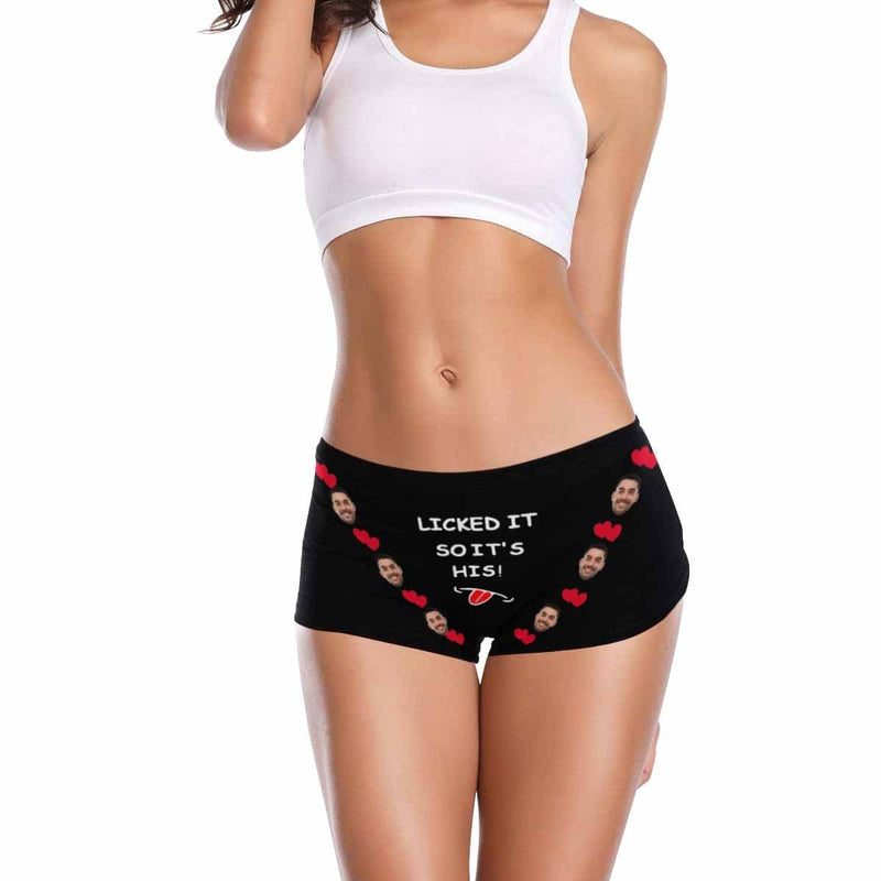 Custom Face Licked Women's Boyshort Panties&Men's Boxer Briefs Personalized Underwear For Couple Valentine's Day Gift