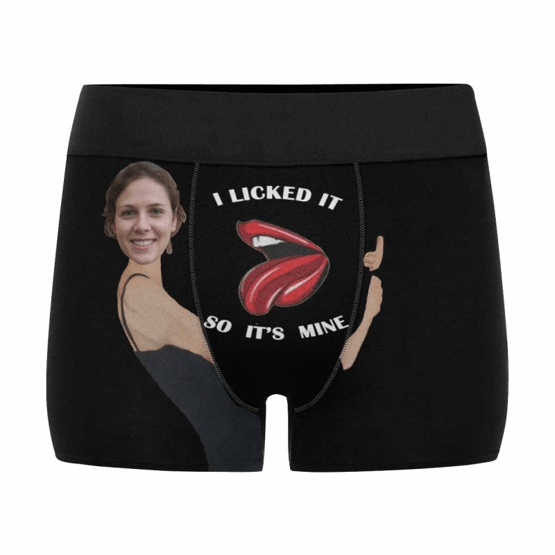 Custom Face Licked Women's Boyshort Panties&Men's Boxer Briefs Personalized Underwear For Couple Valentine's Day Gift