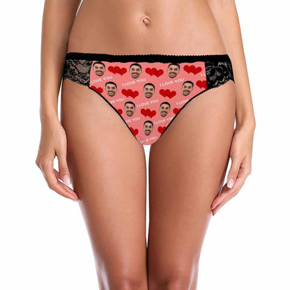 Custom Face Red Love Underwear Personalized Women&