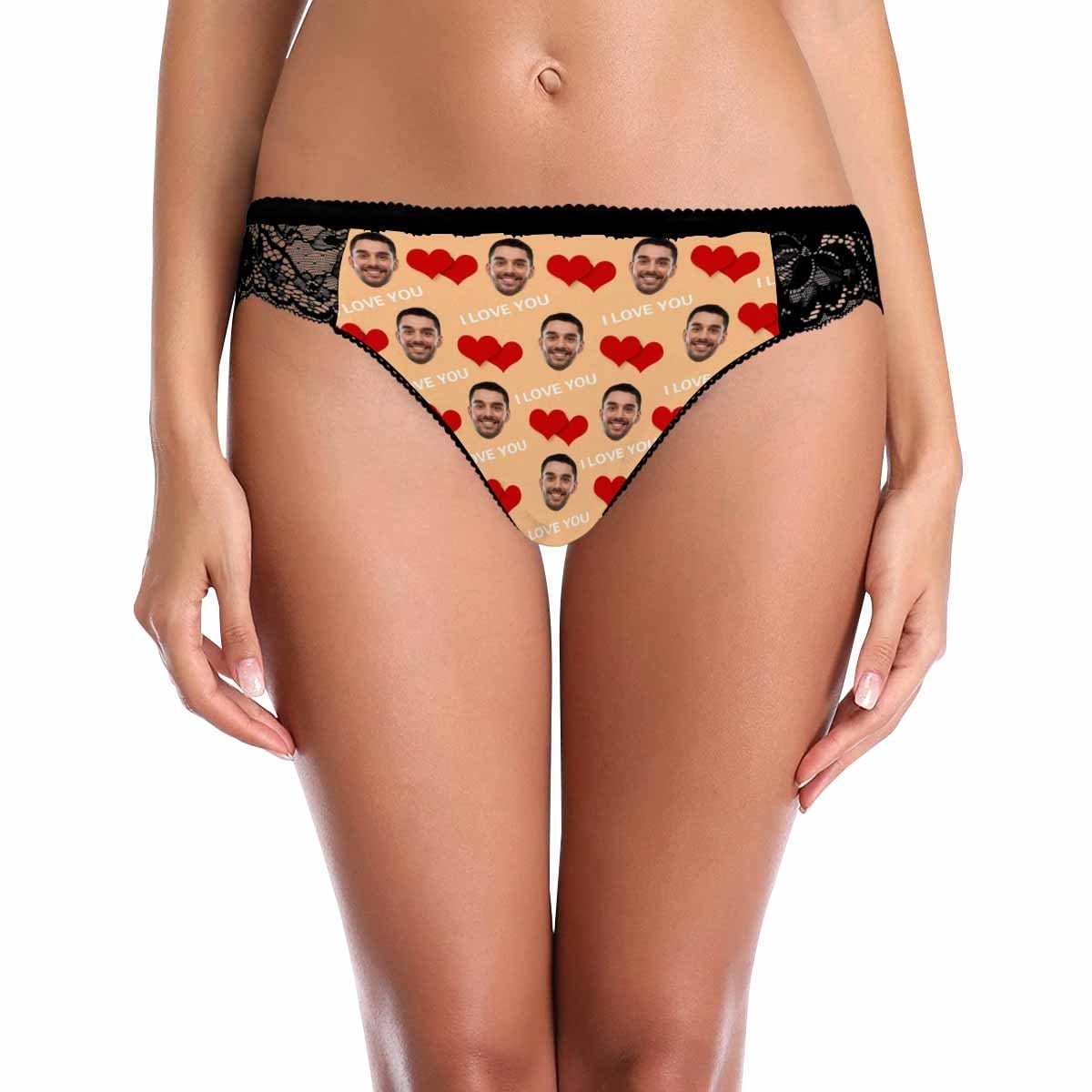 Custom Face Red Love Underwear Personalized Women&