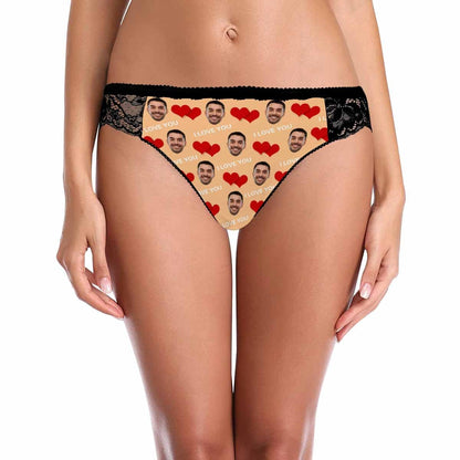 Custom Face Red Love Underwear Personalized Women&